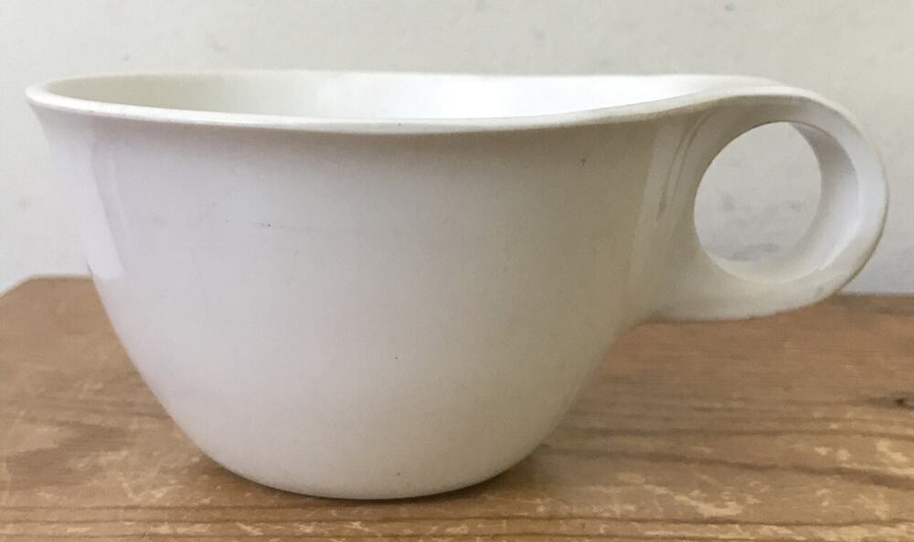 Set 3 Vtg Mid Century Russel Wright Home Decorators White Melamine Coffee Cups